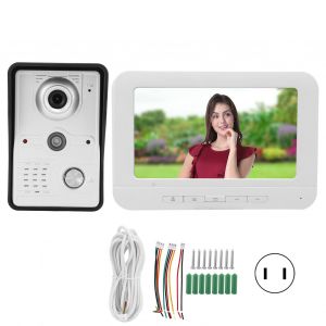 Visiophone 7 pouces avec vision nocturne et coupure infrarouge, audio bidirectionnel, telecommande, sonnette etanche pour la securite de la maison, prise 100-240 V US - Neuf