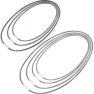 Kal-7 Pcs Collier En Cuir Pour Homme, 1.5/3 Mm Colliers En Cuir Tressé Sans Pendentif, 40/45/50/55/60/70/80 Cm Chaîne En Cordon Polyester Avec Fermoir Acier Inoxydable, Noir Cordon Pour Homme Femme - Neuf