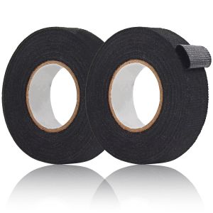 Lot de 2 rubans adhésifs en tissu noir-Pour faisceau de câbles de voiture-Ruban adhésif en tissu-Ruban isolant-Pour faisceau de câbles de voiture (19 mmx15 m) - Neuf