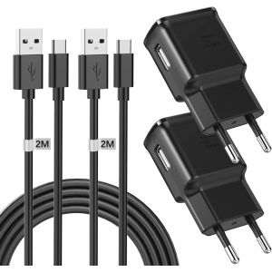 JGD-2Pack Chargeur Rapide pour Samsung Galaxy S23 S21 S20 S10 S10+ S10e S9 S9+ S8 S8+ A16 A15 A14 A13 A12 A05S A55 A54 A35 A32 Tab A9 A9+, 15W Samsung Chargeur Rapide Prise USB Charge Rapide Fast Cha - Neuf
