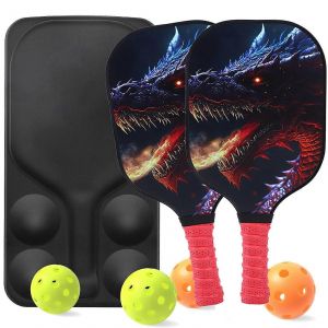 Raquette De Pickleball En Carbone Avec Panneau En Nid D'abeille, 4 Balles De Pickleball, 1 Sac De Pickleball, 2 Raquettes De Pickleball Pour Hommes Et Femmes, Multicolore - Neuf