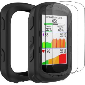 2 Pi&egrave;ces De Protection D'&eacute;cran En Verre Tremp&eacute;+ Housse Compatible Avec Garmin Edge 540,Film De Protection D'&eacute;cran Gps Bike Computer Accessoires Pour Garmin Edge 540 (Noir) - Neuf