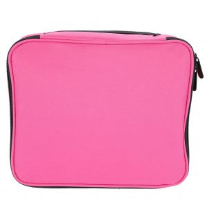 Sac de rangement cosmetique elegant et portable a fermeture eclair, organisateur de maquillage de voyage, sac a ficelle rose rouge - Neuf