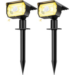 Sansh-Lumiere Solaire Exterieur Detecteur De Mouvement Lot De 2, Lampe Solaire Exterieur Puissant 56 Led/3 Modes Avec Étanche, Réglable Led Spot Solaire Exterieur Pour Jardin Chemins(Blanc Chaud) - Neuf