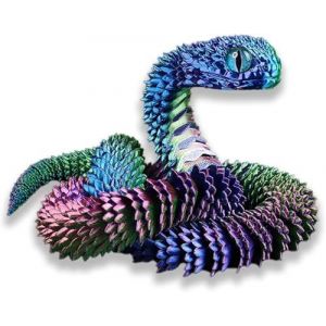 KAL-Jouets D'Animaux Imprimés En 3D, Jeu De Serpent Imprimé En 3D, Ornement De Bureau, Statue De Serpent, Jouet Mobile De Serpent, Jouet À Presser Pour L'Autisme/Tdah (60, Irisé) - Neuf