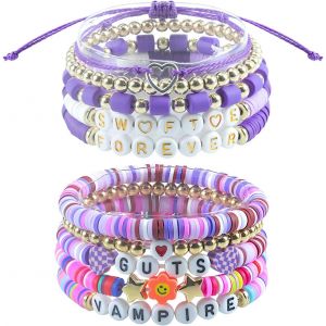 Kal-2 Set Bracelets D'amitié, Friendship Bracelet, Inspiré Bracelet, Bracelet Violet En Poterie Douce, Cadeau Pour Femmes Et Filles - Neuf