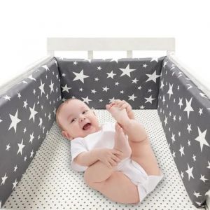 Tour De Lit Bébé Merkmak Tour De Lit Respirant, Coussin Anti-Choc Coton, Contour De Lit Bébé 200x30cm Pour Lit Barreaux Bébé - Neuf