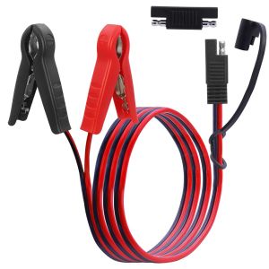 Clip Crocodile vers Connecteur SAE Batterie,14AWG Clip Crocodile vers Connecteur SAE Câble,D'extension avec Adaptateur Inversé de Polarité SAE pour Motos,Voiture,Charge D'énergie Solaire - Neuf