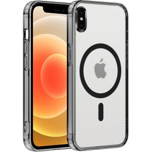 SJZG-Coque Magn&eacute;tique Pour Apple Iphone X/Xs 5.8"",Compatible Avec Magsafe Recharge Sans Fil,Translucide Givr&eacute; Etui Pc Dur+Tpu Bumper Antichoc Anti-Rayures Protection Housse Pour Iphone X/Xs,Noir - Neuf