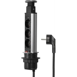 multiprise escamotable avec 3 Prises diam&egrave;tre 60 mm &agrave; la Norme Allemande Prise encastrable pour Plan de Travail Multiprise escamotable pour Cuisine, Bureau, Chambre EL1053S - Neuf