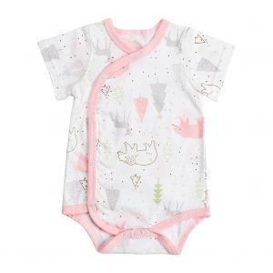 Body A Manches Courtes Pour Bebe, Motif Animal Mignon, Combinaison Pour Tout-Petit (Ours Blanc Et Rose, 90 Cm) - Neuf