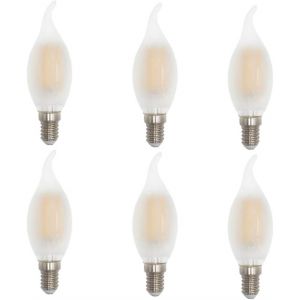 CHENG-Ampoules Bougie à Filament LED E14, 4W Equivalente à Ampoule halogène 40W, 400Lm 2700K Blanc Chaud, Ampoule rétro vintage,Flamme forme, verre mat, Non-dimmable, Paquet de 6 - Neuf