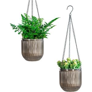 Lot De 2 Pots De Fleurs Suspendus De 13,5 Cm-Pour L'ext&eacute;rieur-Pot De Fleurs Suspendu &Agrave; L'int&eacute;rieur-Pot De Fleurs Suspendu Pour Plantes.[N15] - Neuf