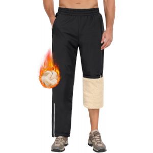 Jexnovashop-Pantalon Jogging Polaire Homme Hiver Chaud Pantalon Ski Imperm&eacute;able Thermique Pantalons De Sport Avec Poches Zipp&eacute;es Pantalon De Surv&ecirc;tement Randonn&eacute;e Casual - Neuf