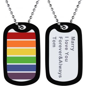 Kal-Collier En Pendentif Gay Pride Personnalis&eacute; En Acier Inoxydable/Plaqu&eacute; Or Pour Homo/Lesbien - Neuf