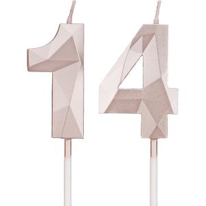 Sjzg-Bougies De 14e Anniversaire, Bougies Avec Un Num&eacute;ro Or Rose, D&eacute;coration D'anniversaire, D&eacute;coration De G&acirc;teau D'anniversaire, Mariages, Anniversaires D'entreprise - Neuf
