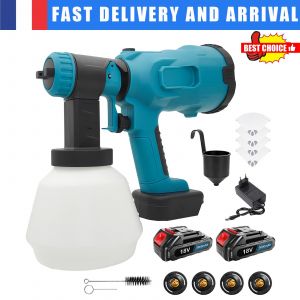 Pulv&eacute;risateur sans fil &agrave; main, pistolet pulv&eacute;risateur portable avec deux batteries, r&eacute;servoir de 1000 ml, quatre buses en plastique, adapt&eacute; aux maisons, cl&ocirc;tures, meubles, bricolage, jardins, murs - Neuf