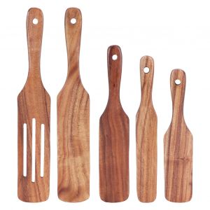 Hjlian Lot De 5 Spatules En Bois, Tourneur, Ustensiles De Cuisine, Vaisselle, Accessoires De Cuisine - Neuf