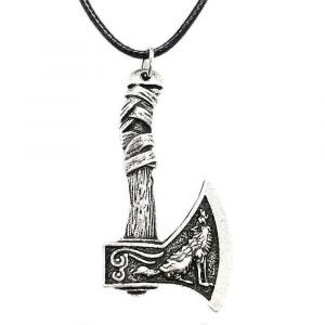 Odin Nordique Viking Loup Et Corbeau Hache Amulette Sorcellerie Pendentif Collier Wicca Païen Slave Perun Hache Bijoux - Neuf