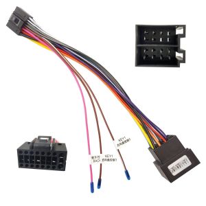 Câble Adaptateur de Câblage radio 16 Broches pour Prise Standard ISO Autoradio Android avec Lignes de Commande au Volant et Ligne de Commande Inverse - Neuf