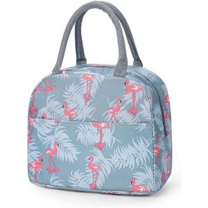 Pc Sac à Lunch Isolé Étanche en Toile de pique-Nique Sac isotherme pour Femmes Hommes Bureau de l'École de Filles Enfants Flamant Rose Gris - Neuf