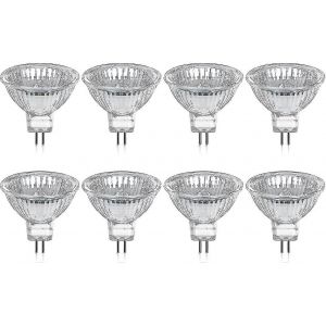 Ampoule Halogène Gu5.3 Mr16 35w 12v Blanc Chaud 2800k Dimmable,Couvercle En Verre 400 Lumens 2 Broches Spot De Remplacement,Pack De 8 Cisea - Neuf