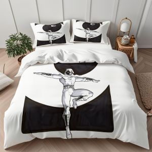 Parure De Lit 3 Pieces Marvel Moon Knight &Agrave; Motifs De Dessins Animes - Housses De Couette Douces, L&eacute;g&egrave;res Et Chaudes, Taies D'oreiller, Style Vintage Avec Fermeture &Eacute;clair, Pour Do - Neuf