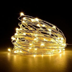 Trahoo-Guirlande Lumineuse &Agrave; 50 Led Et &Agrave; Piles En Fil De Cuivre Pour &Eacute;clairage Int&eacute;rieur Et Ext&eacute;rieur, Chambre, D&eacute;coration De Mariage, F&ecirc;te, No&euml;l, D&eacute;coration D'arbre (Blanc Chaud, 1pi&egrave;ce 5m50leds) - Neuf