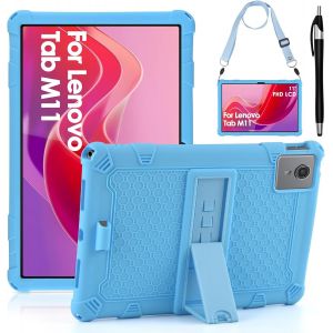 &Eacute;tui de protection en silicone pour tablette Lenovo Tab M11 (11") 2024 TB330FU/331FC - Avec bandouli&egrave;re et stylet - Color&eacute; - Pour tablette Lenovo Tab M11 - Neuf