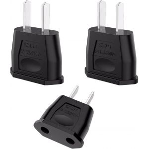 Pack de 3 adaptateurs UE vers &Eacute;tats-Unis, adaptateur 2 broches prise USA Allemagne, prise de voyage Allemagne vers &Eacute;tats-Unis, adaptateur de prise, adaptateur universel Europe/&Eacute;tats-Unis/Chine - Neuf