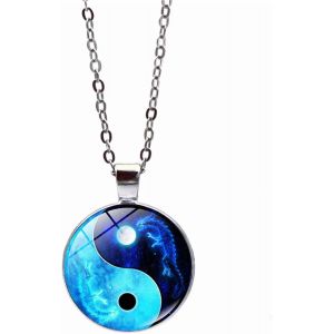 Collier Yin Yang Tai Chi Avec Pendentif En Verre - Neuf