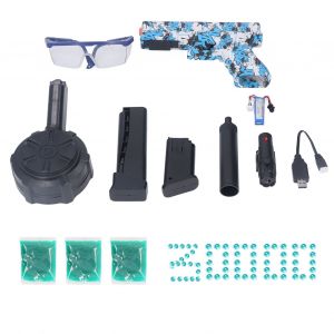 Gel Ball Splatter Blaster Jouet De Boule D'eau Electrique Automatique Ecologique Avec Lampe De Poche Pour Jeu De Tir En Plein Air Graffiti Bleu Trente Mille Perles D'eau - Neuf