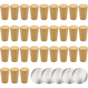 Checarzhn--No1-30pcs Bouchons Coniques Et 5pcs Bouchons À Vin, Bouchons De Bouteille De Vin Bouchons Coniques En Liège Naturel, Bouchons De Bouteille En Bois Pour Bouteilles En Verre De Bière De Vin - Neuf