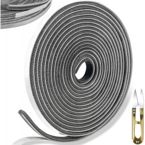 Bande d'étanchéité autocollante - 9 mm (l) x 5 mm (P) - Joint brosse autocollant - Anti-insectes - Anti-poussière et bruit - Pour portes coulissantes, fenêtres et armoires - Gris - Neuf