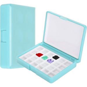 Chenquansarl-Bo&icirc;te D'aquarelle Vide, 2 Pi&egrave;ces Bo&icirc;te De Palette D'aquarelle Bo&icirc;tes D'aquarelle Vides Palette &Eacute;tui De Peinture Bo&icirc;te Palettes Rangement En Plastique Pour Aquarelle Demi-Casseroles (Bleu - Neuf
