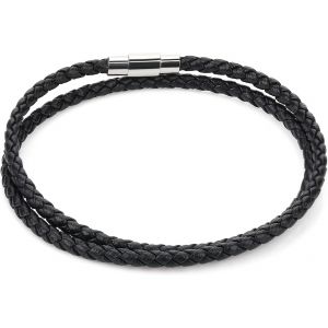 Kal-Bracelets Pour Homme Manchette En Cuir Tress¿¿ Double Wrap Bracelet En Cuir Tress¿¿ Hommes Femmes En Acier Inoxydable Fermeture Magn¿¿Tique Bracelet Papa - Neuf