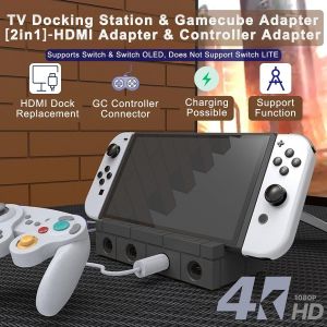 Charging Station Compatible with Nintendo Switch/OLED,TV Dock with 4K/1080P HDMI Adapter,4 GC Ports and 6 Game Slots - Neuf