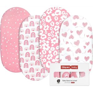 Lot De 4 Draps-Housses Pour Couffin, 100 % Microfibre Oeko-Tex100, Confortables Et Respirants Pour Berceau De B&eacute;b&eacute; Gar&ccedil;on Et Fille, Faciles D'entretien, Doux - Neuf