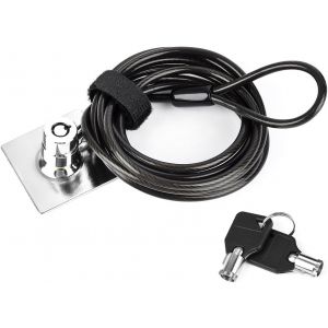 acdsgd-C&acirc;ble Antivol PC C&acirc;ble de S&eacute;curit&eacute; Antivol Ordinateur Portable Autocollant 3M R&eacute;sistant Longueur de C&acirc;ble de 2m avec 2 Cl&eacute;s pour Ordinateur Portable Tablette Mac iPad Smartphone - Neuf