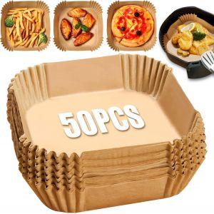 Letnerny-Air Fryer Feuilles De Papier, Papier Sulfurisé Carré Pour Friteuse À Air, Papier De Cuisson Air Fryer Jetable, Feuilles De Papier De Cuisson Étanche Antiadhésive Paper Liner 50pcs (16*4.5cm) - Neuf
