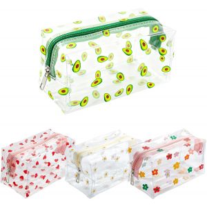 KALANKA-4 Pi&egrave;ces Trousse de Toilette Transparente pour Filles Enfants, Sac Trousse Voyage Pochette Transparent Femme Makeup Bag, Mini Sac Cosm&eacute;tiques Imperm&eacute;able PVC Maquillage, Voyage Kit Transport - Neuf