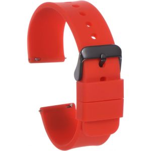 Kal-Bracelet Monture Silicone 20mm Largeur À Libération Rapide Caoutchouc Souple Avec Boucle Acier Inoxydable Noir Pour Hommes Femmes, Rouge - Neuf