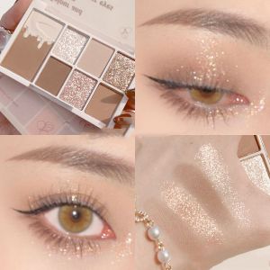 Palette De Fards A Paupieres 7 Couleurs, Paillettes, Mat, Multifonctionnel, Fard A Joues, Melange De Maquillage, Ombre A Paupieres Pour Femmes Et Filles, Type 1 - Neuf