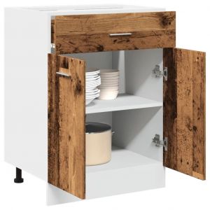 Armoire de plancher à tiroir ""Lyon"" vieux bois 60x46x81,5 cm - Neuf