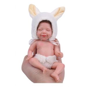 Mini poupée bébé reborn fille, corps entier, silicone, cheveux bouclés - Neuf