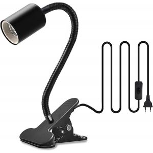 Eryi-Lampe À Pince E27 Douille Métal Lampe Clip À Col De Cygne Réglable Sur 360° Clip-Sur Base De Lampe Pour La Lecture Sur Le Bureau Reptiles Éclairage Des Plantes (Noir Sans Ampoules) - Neuf