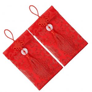 Festival De Printemps De Hong Bao Soie Rouge Enveloppe Rectangulaire De Stockage De Carte De 2pcs - Neuf