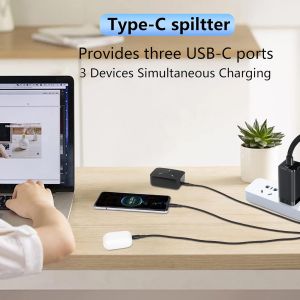 C&acirc;ble De Charge Multiple 3-En-1,Type C,Usb A,Nylon Tress&eacute;,2 Pi&egrave;ces,Compatible Avec Iphone 15 Pro/15 Plus,Samsung S24 S23 (0.2m/(2pcs)) - Neuf