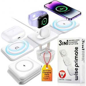 Qi2 Certified Wireless Charger 15w - 3 In 1 Charger Compatible Iphone - Iphone 15 14 Pro Max 13 12 11 - Watch Ultra 9 8 7 6 5 4 3 2 Se - Airpods 3 2 Pro 20w Usb C Charger With - Neuf