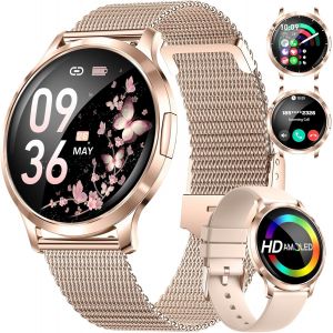 Montre Connect&eacute;e Femme avec Appel Bluetooth,1.32"" Amoled Display Ronde Smartwatch Femme avec 110+ Modes Sportifs/Fonction F&eacute;minine/Fr&eacute;quence Cardiaque/Sommeil,IP68 Android iOS Rose Or - Neuf